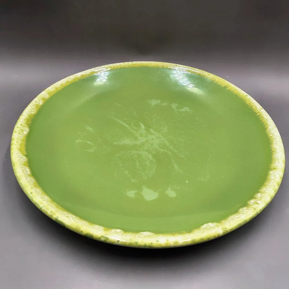 Hull Pottery Avocado Green Drip Glaze Dinner Plate 10